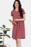 Zivame Shells Puzzle Knit Poly Knee Length Nightdress - Tomato Puree — thumbnail 1